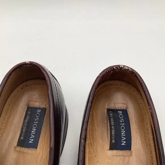 Bostonian Men's Penny Loafers Size 10.5‎ D Burgundy Leather Dress Shoes - Picture 9 of 11